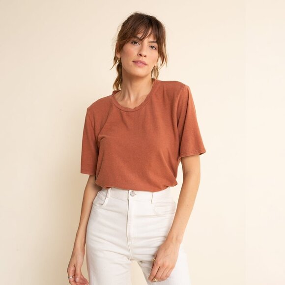 Jungmaven Tops - Jungmaven Silverlake Cropped Tee in Terra Cotta